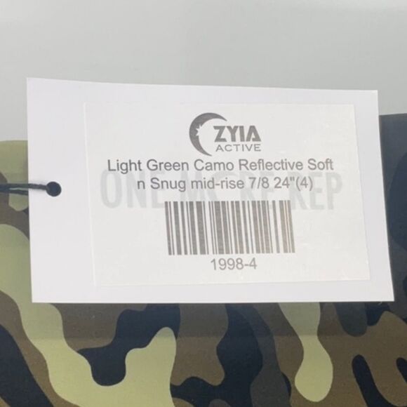 ZYIA Light Green Camo Reflective Soft N Snug Legging Mid Rise 7/8 24” Small - Picture 3 of 16